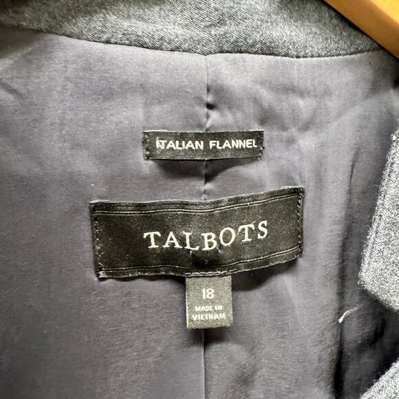 Talbots Blazer Womens 18 Gray Wool Italian Flannel Single Button Classic Career - Picture 2 of 7